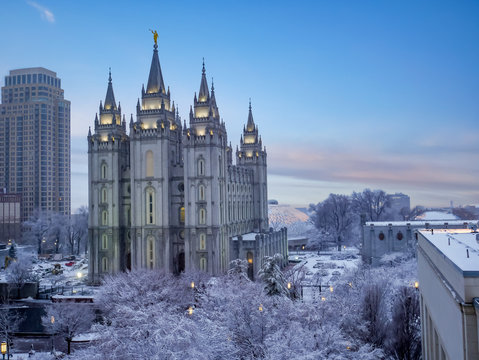 Salt Lake City Temple at sunrise