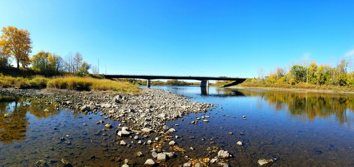 landscape with river and blue sky