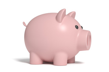 Piggy bank isolated on white background. saving money. 3d rendering