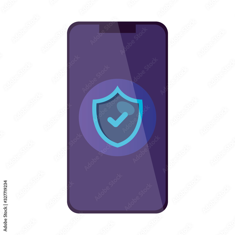 Poster smartphone with shield design of security system warning protection danger web alert and safe theme 