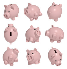 Piggy bank isolated on white background. saving money. 3d rendering