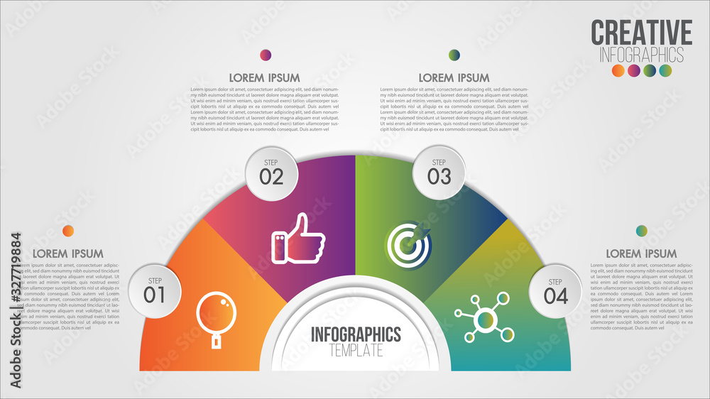 Aufkleber infographic template 4 options or steps design for business and portfolio.can be used for process pr
