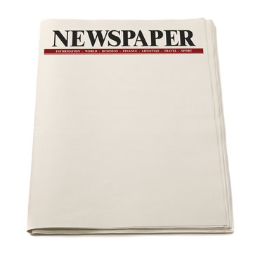 Mockup of Business Newspaper blank with empty space for news text isolated on white background