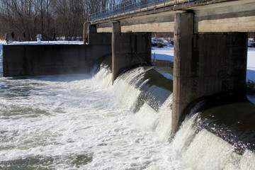 Dam on a bright winter sunny day