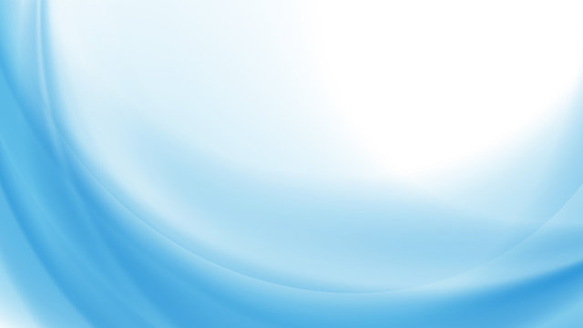 Abstract light blue background with smooth curves. Soft blue wavy backdrop. Vector illustration.