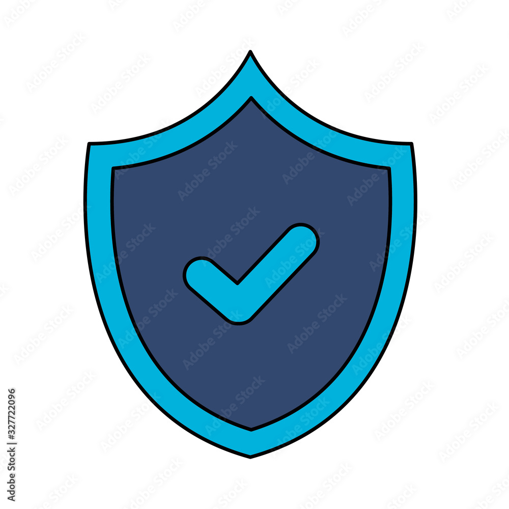 Poster shield with check mark design of security system warning protection danger web alert and safe theme 