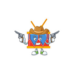 The brave of independence day drum Cowboy cartoon character holding guns