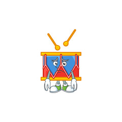 Cartoon character of a independence day drum having an afraid face