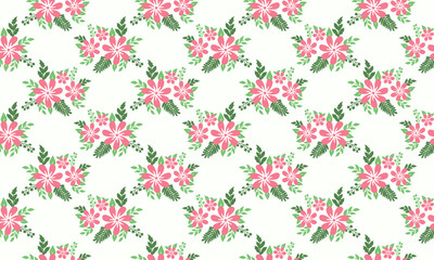 Leaf and pink flower pattern background for Botanical elegant drawing.