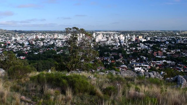 Landscape View Of The Tandil City In Argentina From The Sierra de la Ventana -wide shot