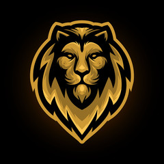 golden lion head mascot vector illustration