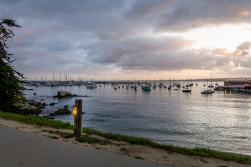 Fototapeta na wymiar Old Fisherman's Wharf, Monterey Bay at Dawn