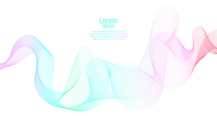 Abstract line pastel wave. Futuristic. Wonderful background in pastel tone. Modern surface design style. Vector illustration. Packaging wrap paper. Banner, Business card, Poster, Cover, Pattern. Minim