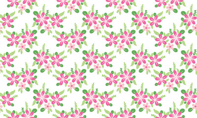 Obraz premium Seamless design of Botanical leaf with beautiful pink floral pattern background design.