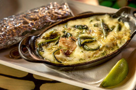 Poblano peppers and mushroom queso dip
