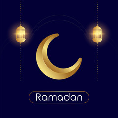 eid mubarak 3d moon and lamps background