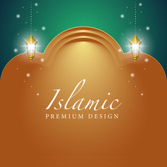 eid mubarak golden islamic decorative background
