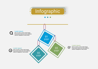 Timeline infographics design vector template with 3 options.