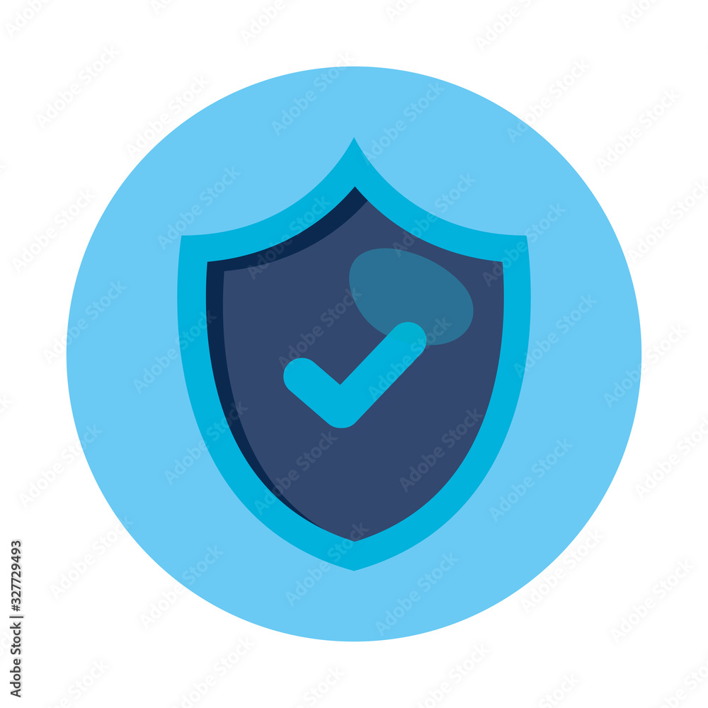Poster shield with check mark design of security system warning protection danger web alert and safe theme 