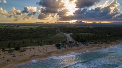sunset at the caribbean beach