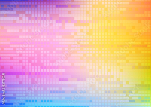 虹色の四角ドットのデジタルサイバーイメージ背景 Abstraction Wall Mural Abstracti Rrice