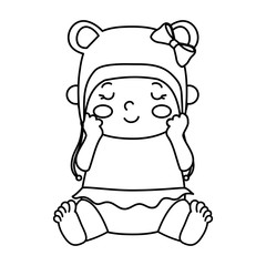 cute little baby girl and hat with ears isolated icon vector illustration design