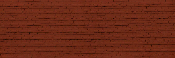 Panele Szklane  Panoramic Long And Wide Wall of Brown or Ocher Bricks. Orange Wide Banner for Web With Textured Blue Surface. Luxury Facade or Face Wall in Trend Color.