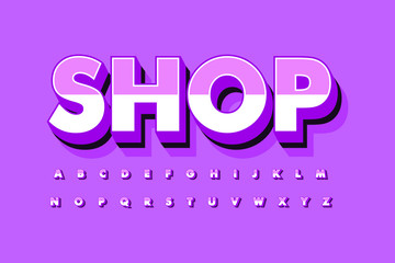 Modern 3D font and alphabet for poster  sticker vector