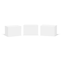 White cardboard box mock up. Set of cosmetic or medical packings. Vector.