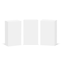 White cardboard box mock up. Set of cosmetic or medical packings. Vector.