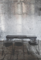 Layout in a loft style in dark colors open space interior view of various coffee