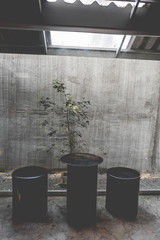 Layout in a loft style in dark colors open space interior view of various coffee