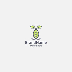 Nature logo template. leaf, love - vector