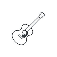 Guitar icon line style isolated on white background. Vector illustration 
