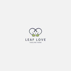 Nature logo template. leaf, love - vector