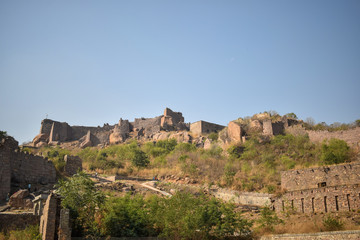 Fototapeta na wymiar Old Historical Golconda Fort in India Background stock photograph