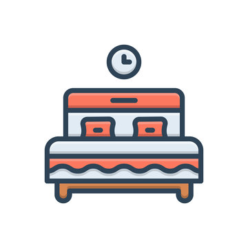 recommend clip art: Color illustration icon for bed 