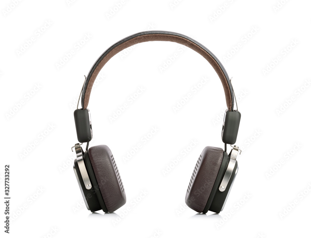 Wall mural new black modern headphone isolated on white