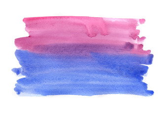 Abstract blue and purple watercolor painting brush stroke background.