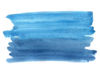 Abstract blue and indigo blue watercolor painting brush stroke background.