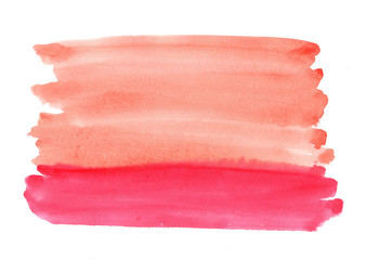 Abstract peach pink and red watercolor painting brush stroke background. © beelaa