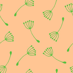Spring seamless pattern hand drawn flying seeds. Vector illustration.