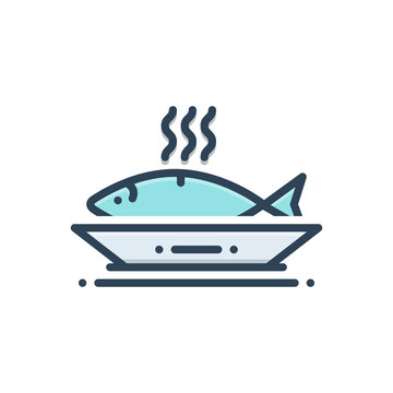 Color Illustration Icon For Ceviche 