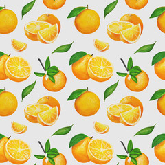 oranges pattern. Fruits are drawn by hand, in gouache, in the style of oil painting. can be used for textiles, stationery, corporate identity, wallpaper.