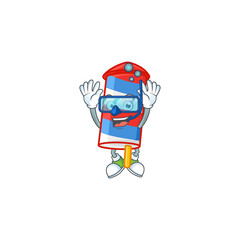 A mascot icon of rocket USA stripes wearing Diving glasses