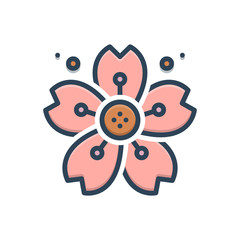 Color illustration icon for cherryblossom 