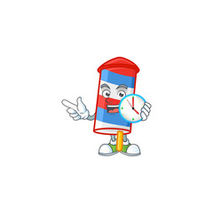 Rocket USA stripes cartoon character style with a clock