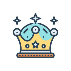 Color illustration icon for crown diadem 