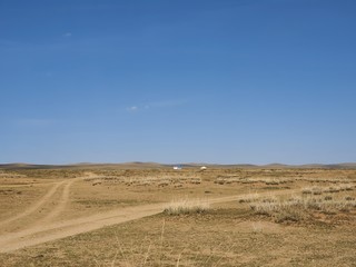 Fototapeta na wymiar Mongolia Natural Field Sky View
