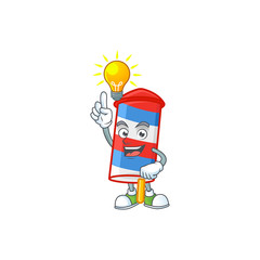 Smart rocket USA stripes cartoon character has an idea